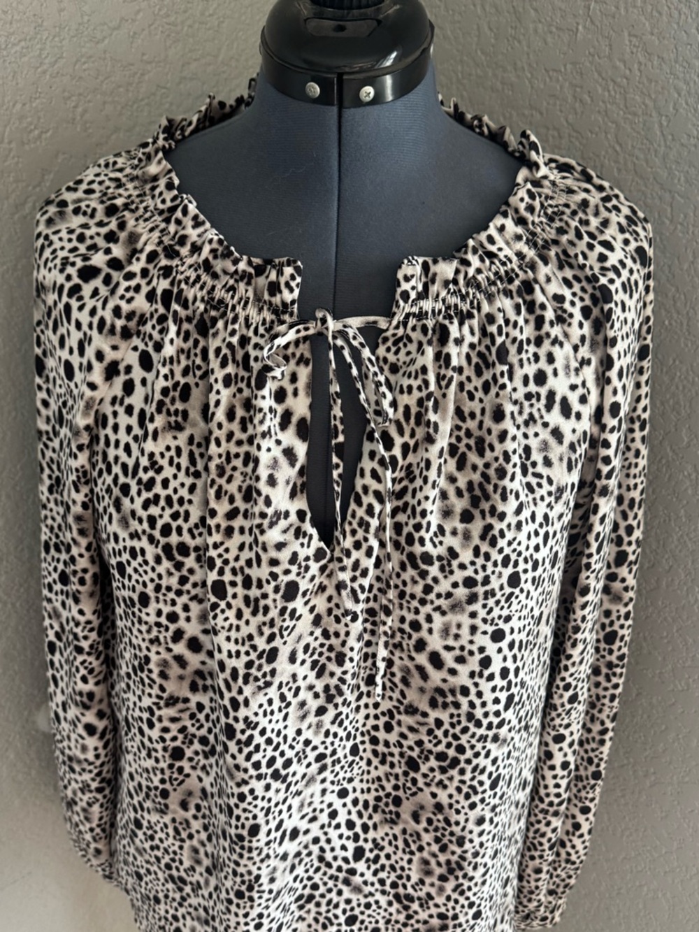 Cream & Black Animal Print Blouse